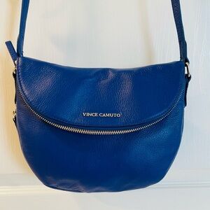 Vince Camuto Royal Blue Pebbled Leather Crossbody